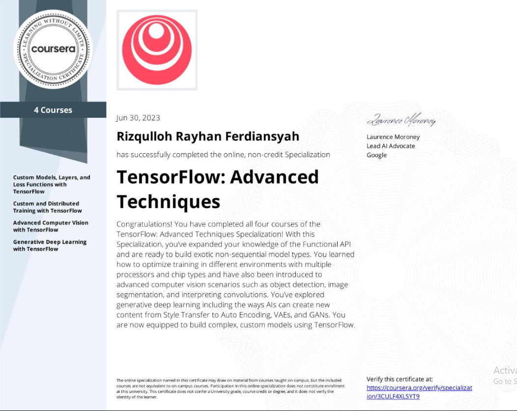 TensorFlow: Advanced Techniques Spesialisasi
